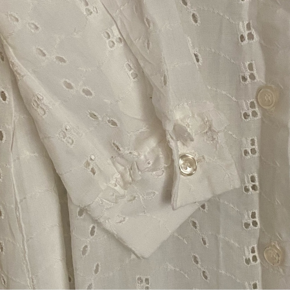 Vintage White Eyelet Duster Robe Housecoat Swimsu… - image 5